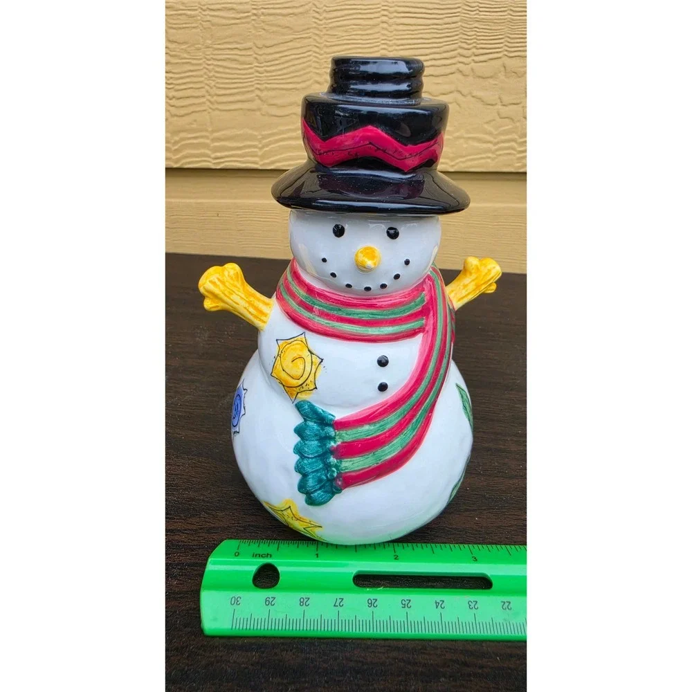 Sango Sue Zipkin The Sweet Shoppe Christmas Snowman Ceramic Figurine TOP MISSING